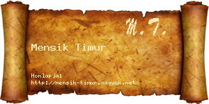 Mensik Timur névjegykártya